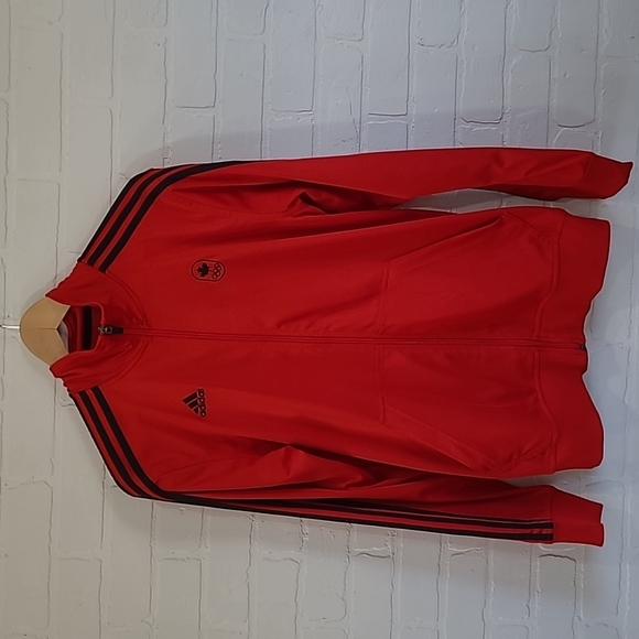 ADIDAS Olympic Canada Jacket Retro Zipper Coat Sweatshirt Top Stripe Maple Logo - Picture 1 of 8